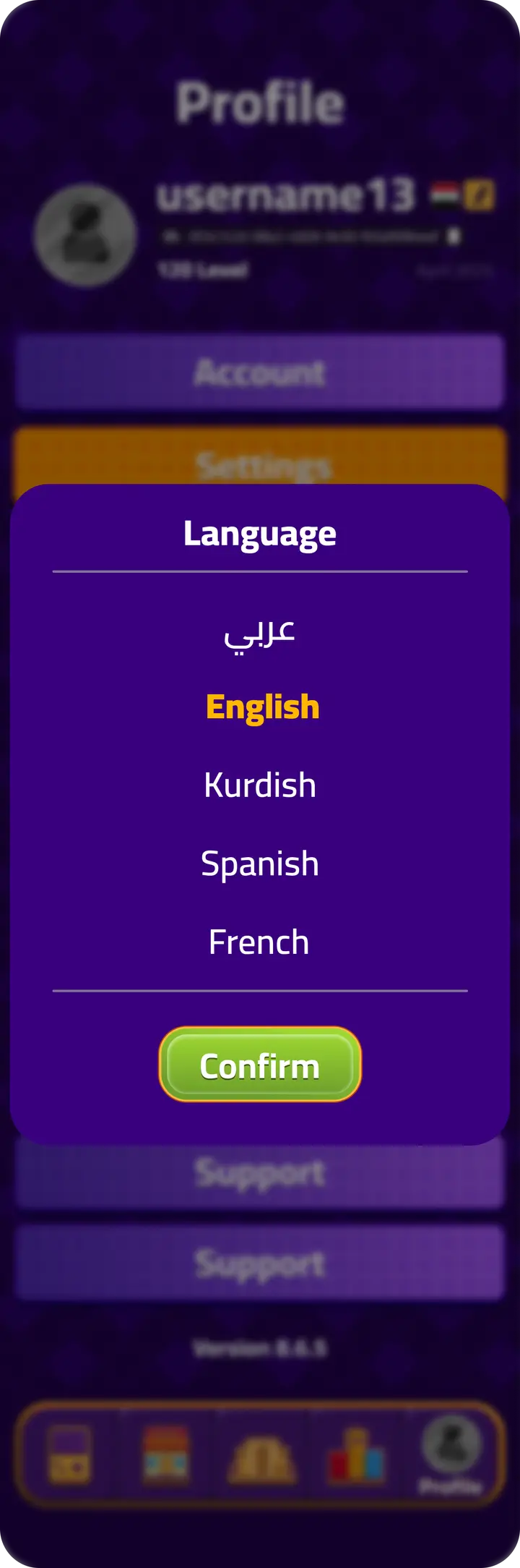 Language popup