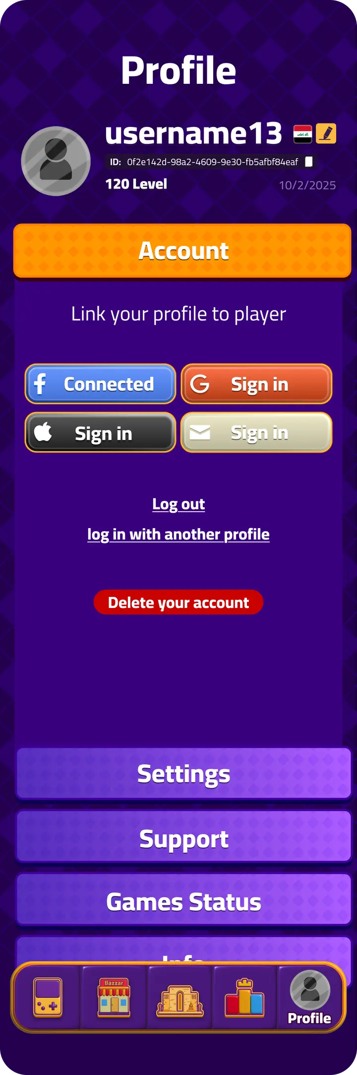 Profile screen 2