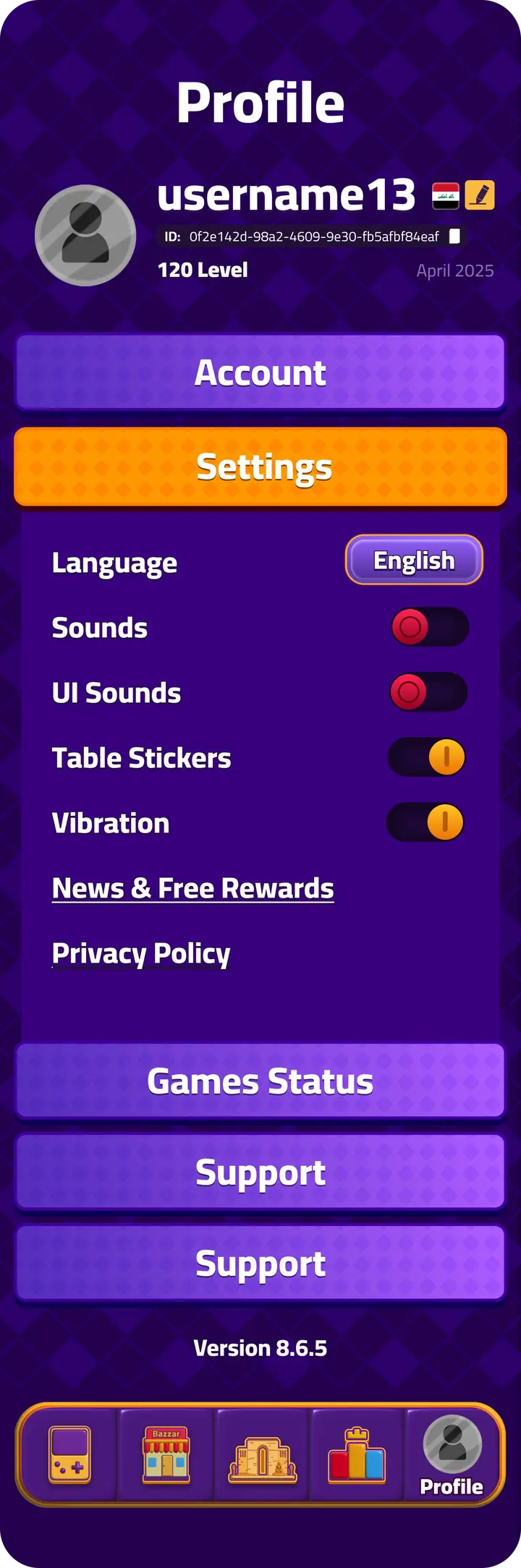 Profile screen 3